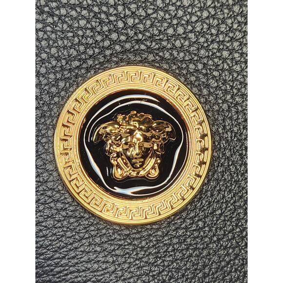 SOLD Versace Greca Black La Medusa Leather Tote Bag with Matching Pouch - Picture 9 of 15